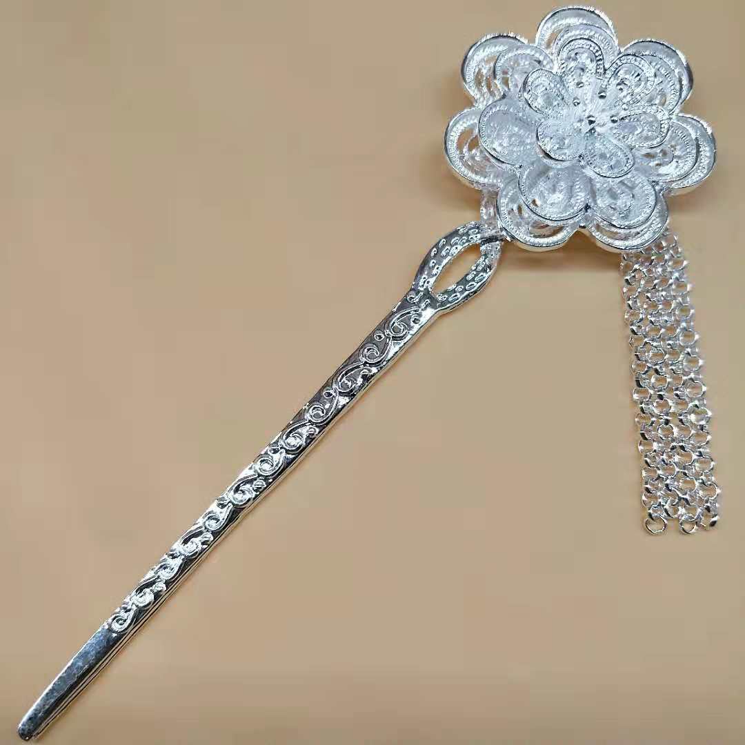 发簪批发 玫瑰花发簪 孔雀发簪 银饰发簪 厂家批发