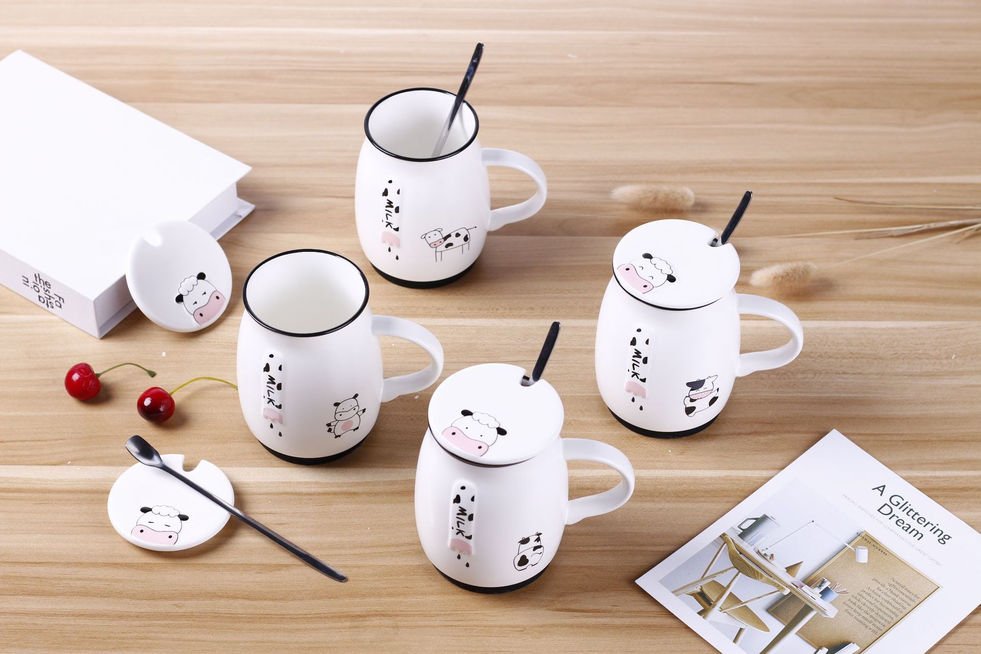 星悦 可爱卡通动物马克杯 黑白奶牛陶瓷杯漱口杯创意咖啡杯子礼品