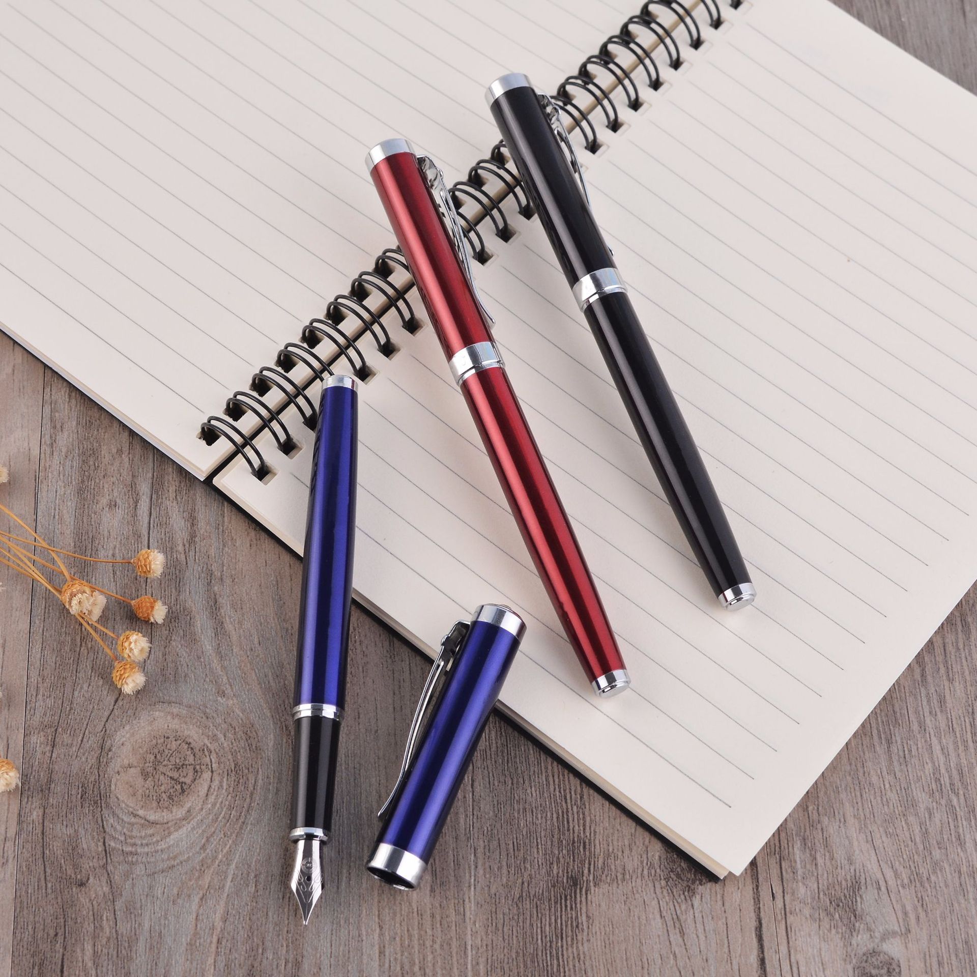 厂家直销 镶钻大尖钢笔 学生练字书法签字笔金属广告促销礼品笔