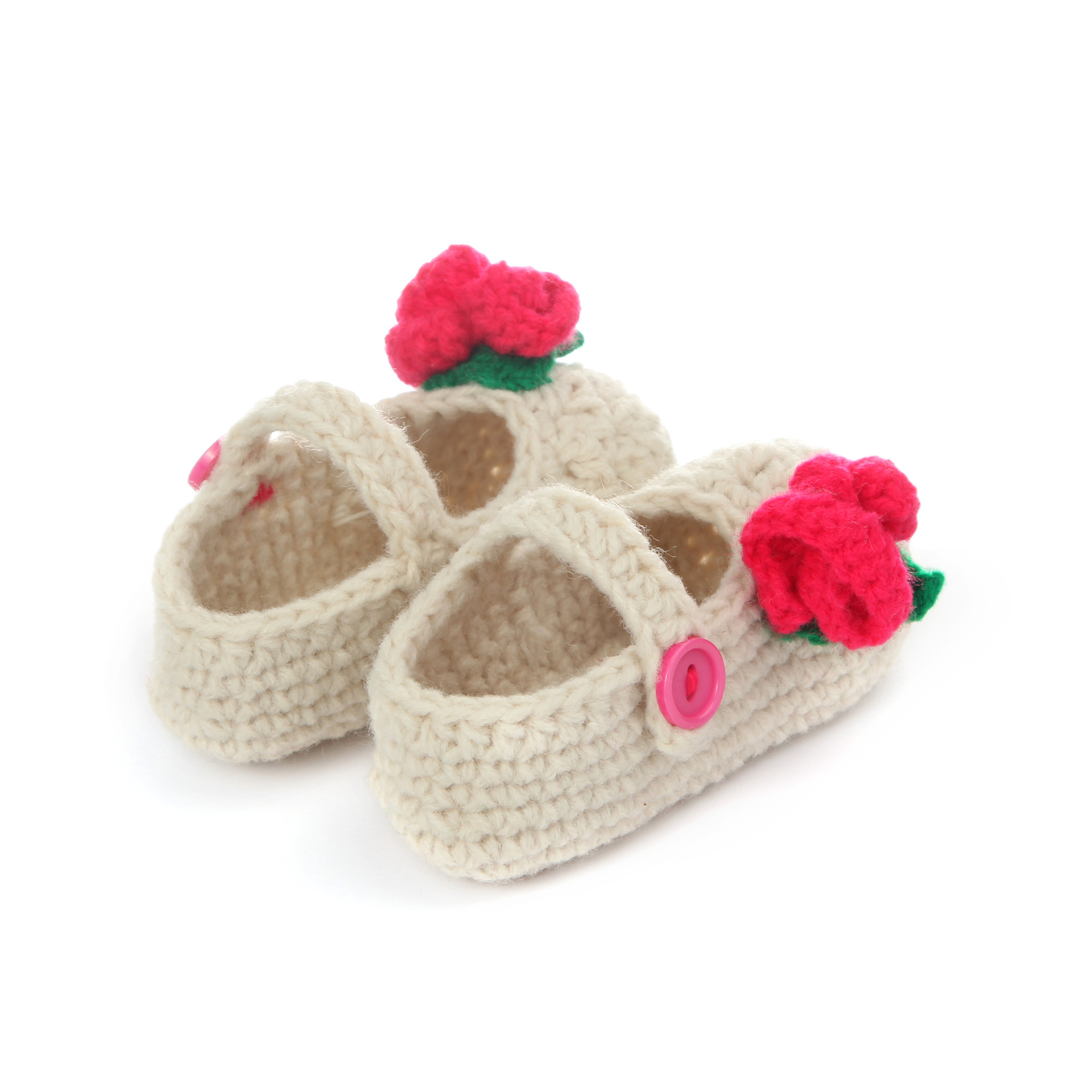 新款纯手工编织花朵儿童针织凉鞋 新生儿毛线鞋软底鞋