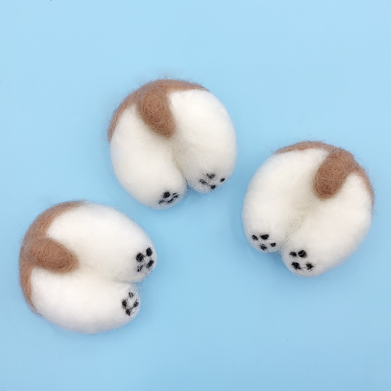 羊毛毡柯基屁股成品手机壳胸针帽子包包配件diy手工材料挂件