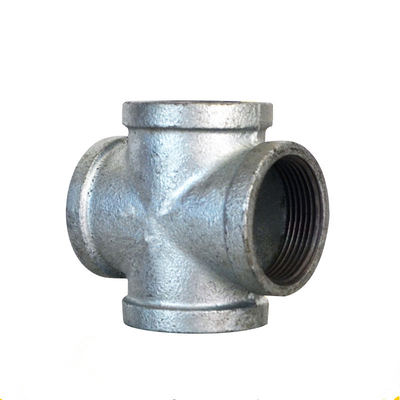 镀锌玛钢管件丝扣四通正四通异径四通水管接头大小四通镀锌四通