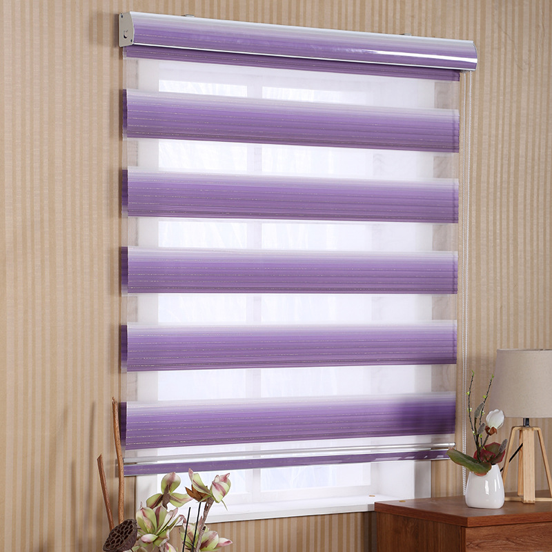 Soft Gauze Curtain Gradient Pleated Shading Curtain Double Layer Louver Roller Shutter Living Room Office Soft Gauze Curtain Curtain Finished Product