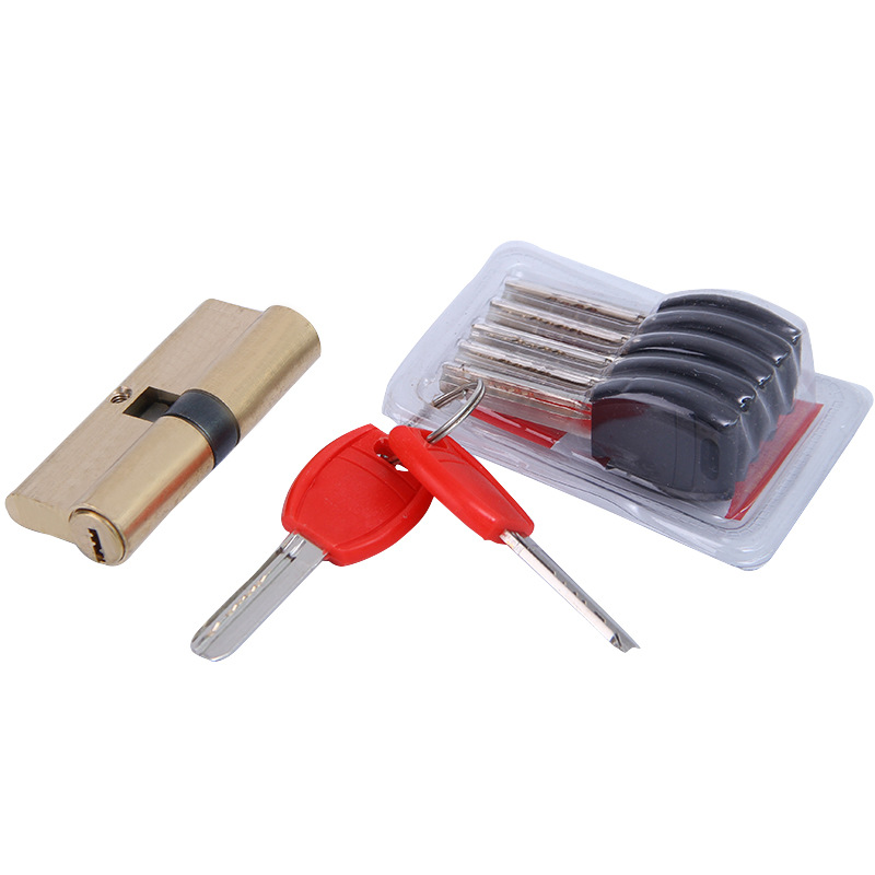 锁芯红黑柄家用ab纯铜锁芯批发 防盗门全铜ab电脑钥匙锁芯65-120