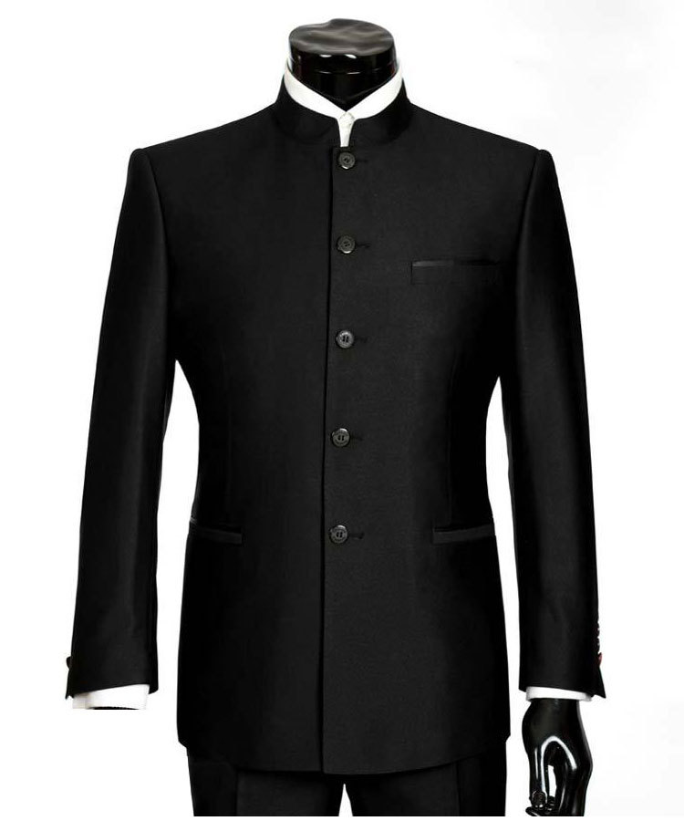 复古男士修身中山装套装婚礼宴会中式西服中华立领新郎礼服唐装