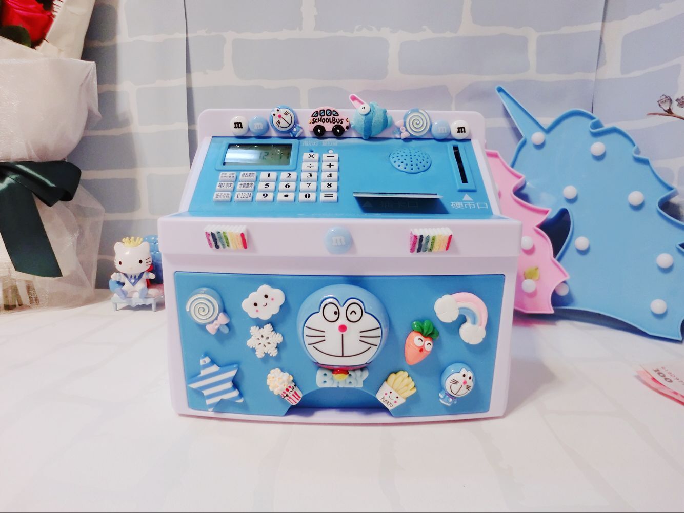 大号智能充电atm自动卷钱存钱罐密码存取款机储蓄罐硬币儿童礼物