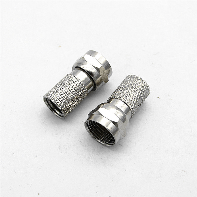 供应 全铜英制75-5螺纹头 自紧f头有线电视接头卫星机顶盒螺纹头