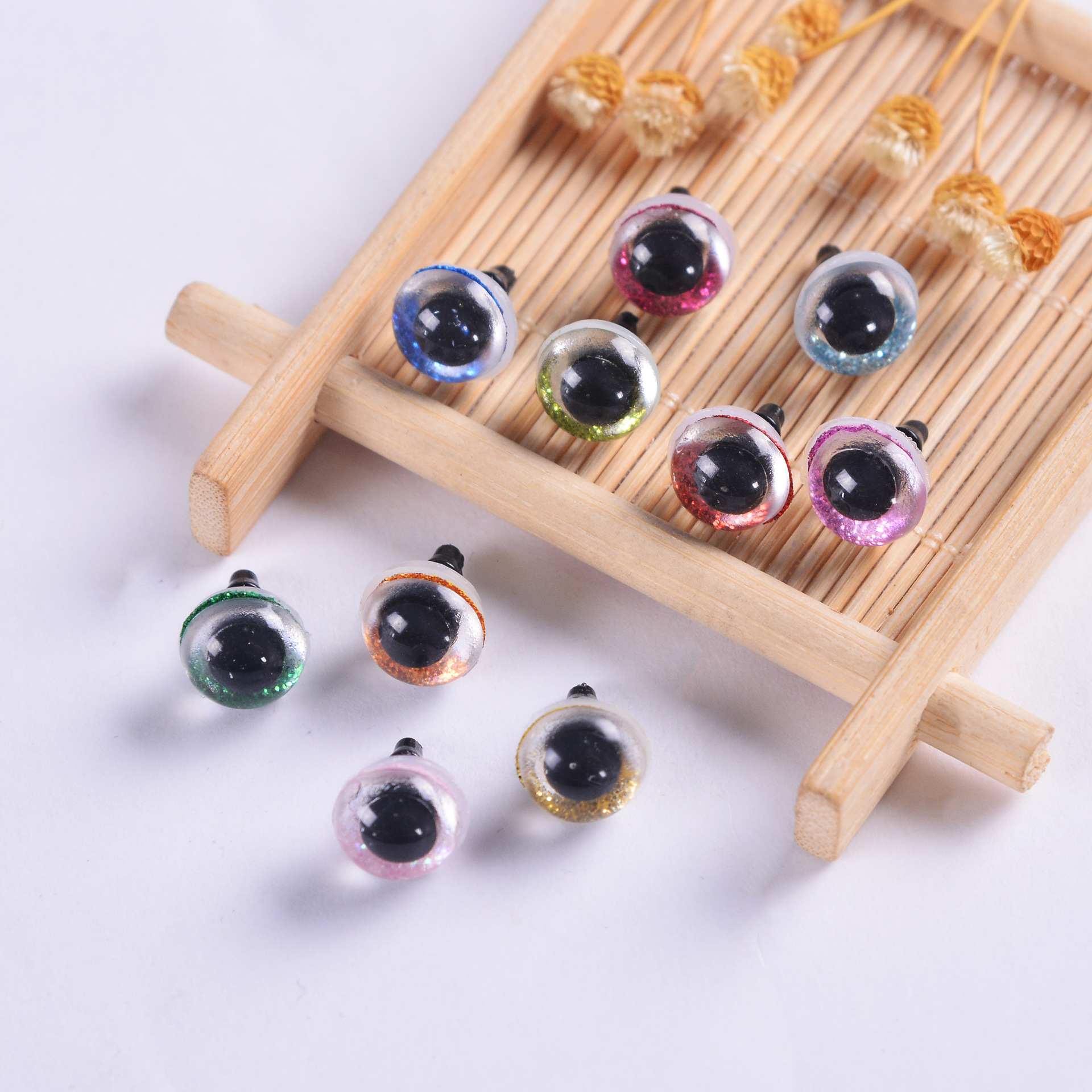 速卖通跨境10mm透明闪光艺眼毛绒玩具公仔眼睛配件可可眼批发定制