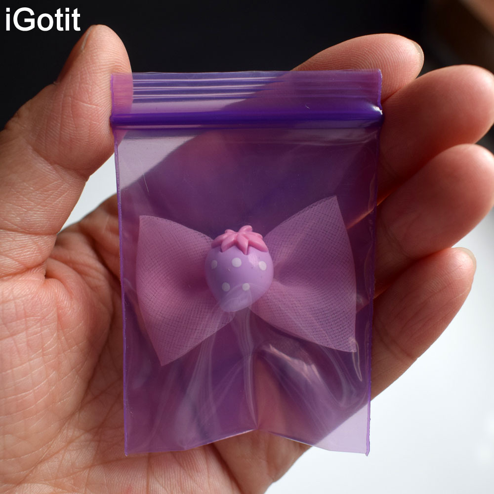 1号5*7cm紫色自封袋加厚彩色封口袋小号胶囊药品饰品包装袋100只