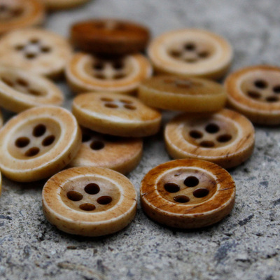 卡其色衬衫扣做旧复古牛骨扣土黄色纽扣棉麻开衫毛衣扣定制扣子