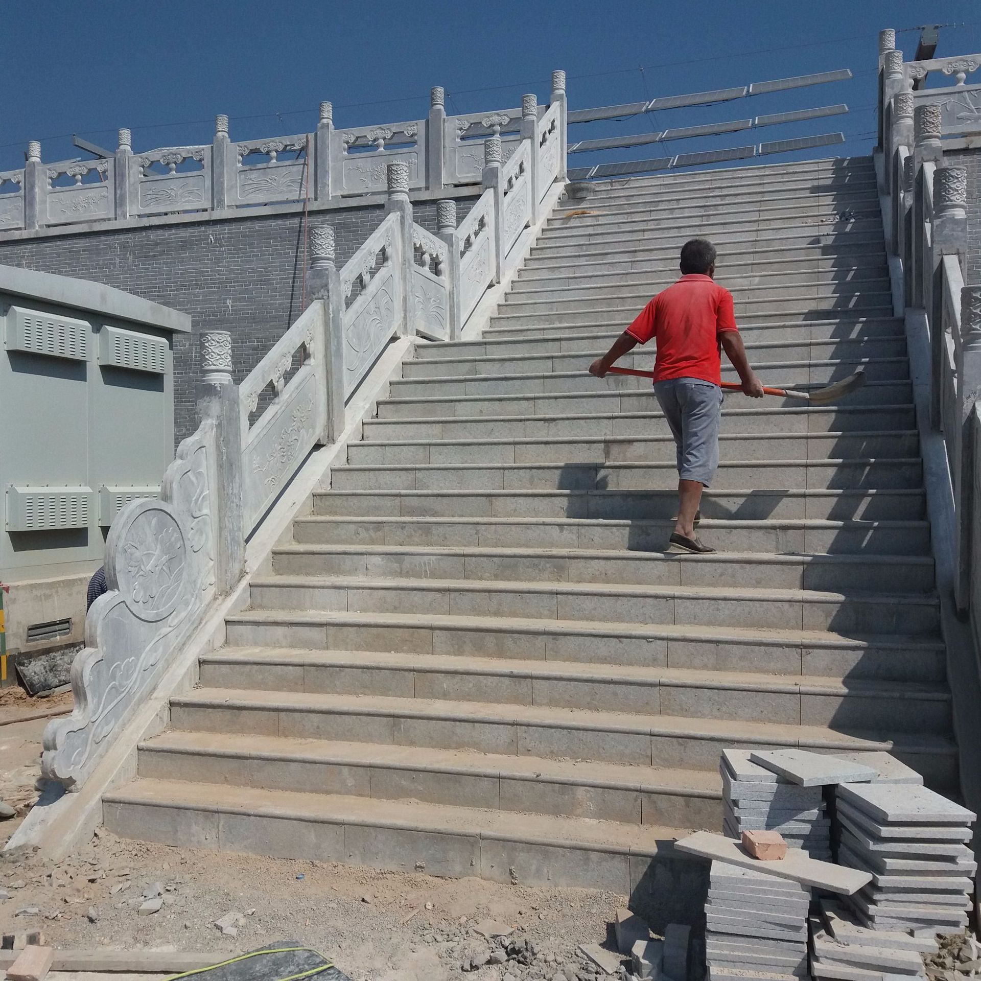 石雕汉白玉升旗台栏杆 护栏雕花栏板河道公园青石芝麻白古建筑