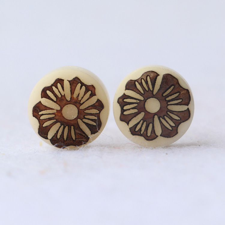 厂家供应天然象牙果雕花小背云留皮象牙果雕莲花背云吊坠diy配件