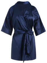 外贸爆款高品质睡袍诱惑欧美款式 午夜蓝色性感睡袍