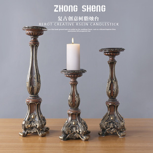 复古烛台 蜡烛台树脂摆件 家居古典欧式典雅摆件高档奢华烛台直销
