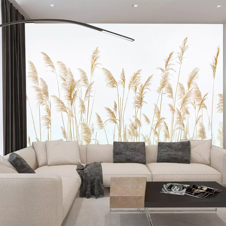 简约风景电视背景墙壁画清新芦苇丛墙纸艺术壁纸客厅卧室无缝墙布
