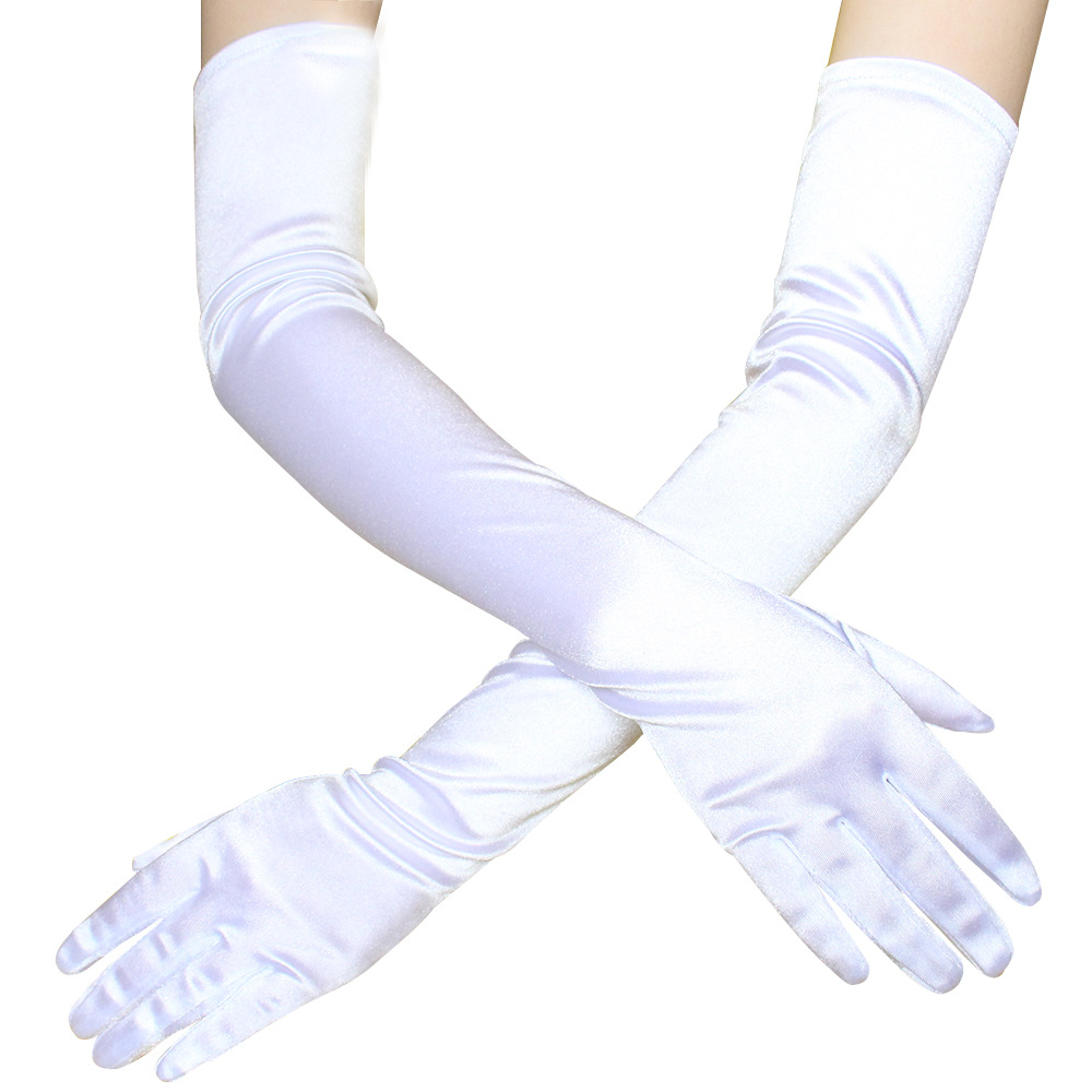 Satin Gloves Lengthened Dress Satin Gloves Wedding Performance Ball Gloves Clothing Accessories Dance Gloves