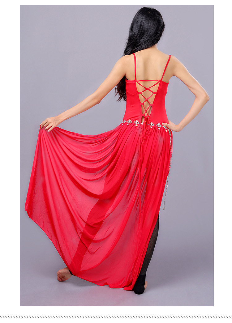 2018款春夏肚皮舞套装牛奶丝吊带鱼尾裙高档性感肚皮舞成人练功服