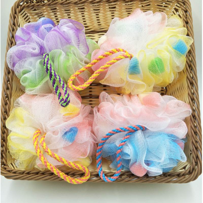 Factory Direct Sales Colored Loving Heart Sponge Grain Loofah Easy Foaming Super Soft Lanyard Bath Bath Sponge