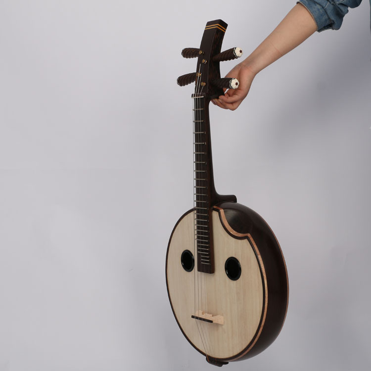 中阮乐器 鸡翅木钢品圆孔骨花紫檀木雕琴头中阮 方头直头中阮琴