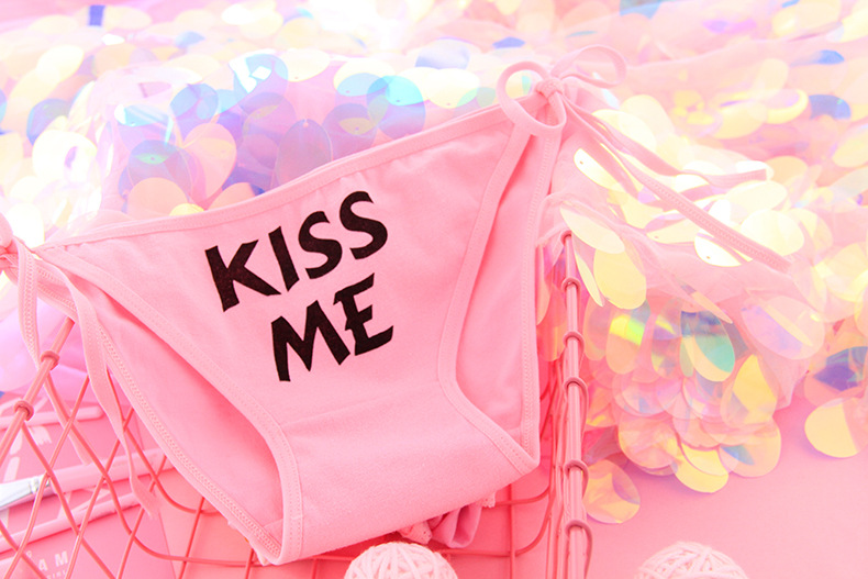 日系字母kiss me二次元胖次动漫绑带胖次萝莉少女软妹内裤c008-5