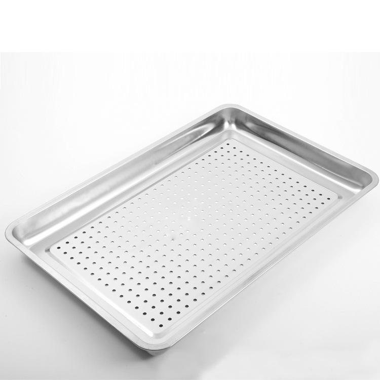 厂家冲孔方盘不锈钢方盘蒸饭盘茶池茶盘沥水盘长方形托盘漏盘