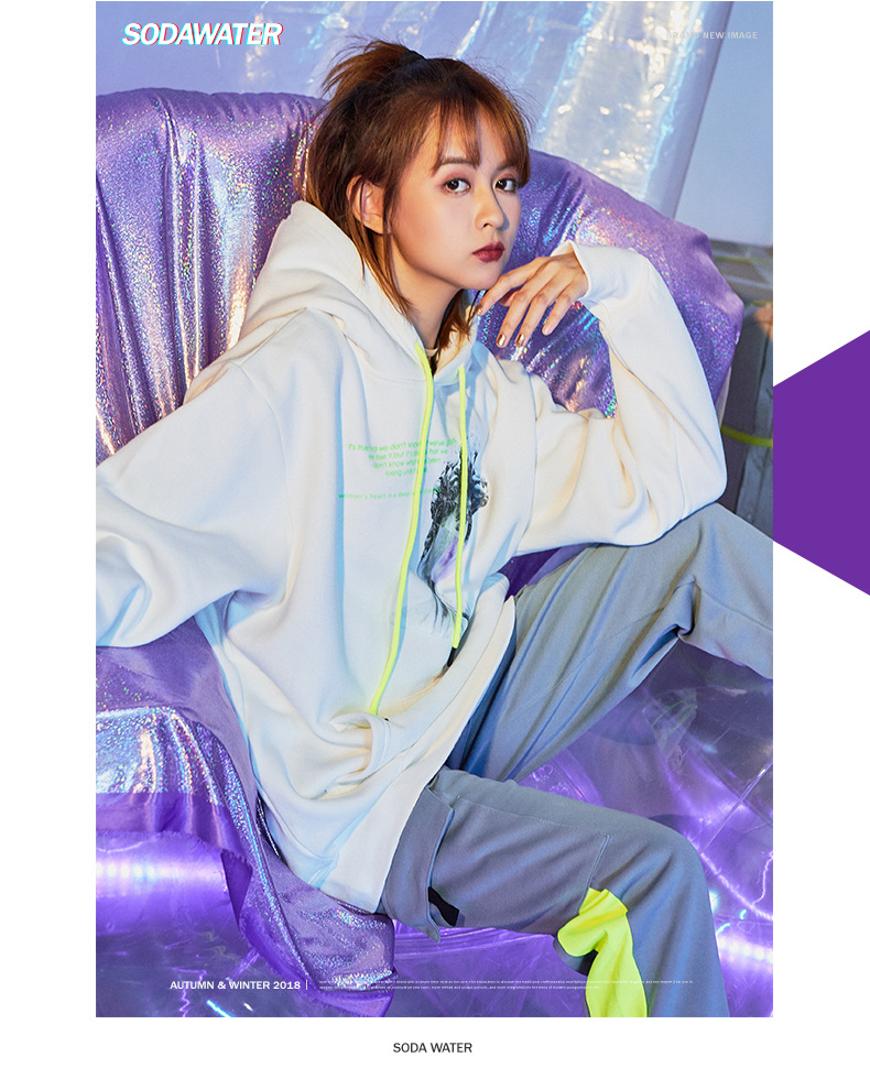 soda女装|2019运动裤女春季新款原宿风撞色多口袋工装裤 女 束脚