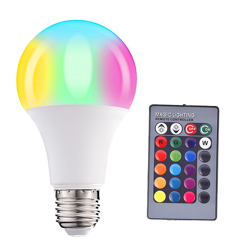 Color Changing Remote Control Bulb Led Colorful RGB Bulb Color Bulb A60 Plastic Bag Aluminum Constant Current A19 with Memory