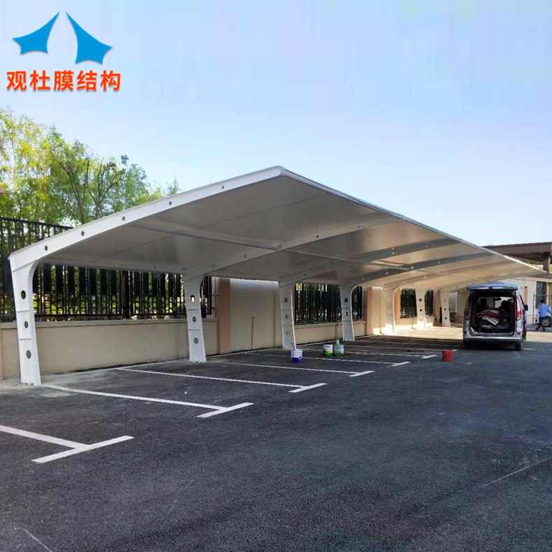 安装大型客车停车棚别墅庭院户外轿车停车篷张家港膜结构汽车蓬