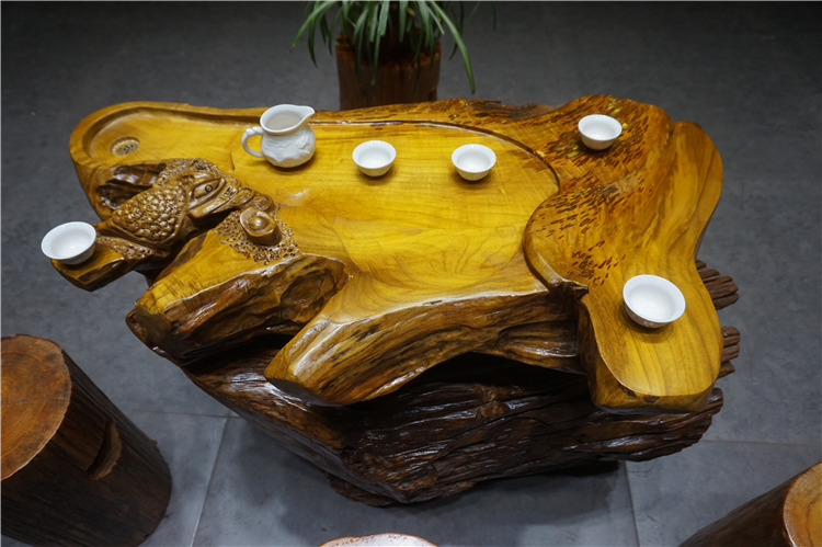 金丝楠树根茶几实木根雕茶桌天然木质茶海个性休闲排水式根艺茶道