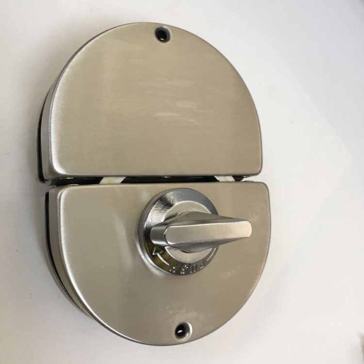 免开孔不锈钢玻璃门锁 单门单开双门双开锁半圆方型玻璃锁单双门