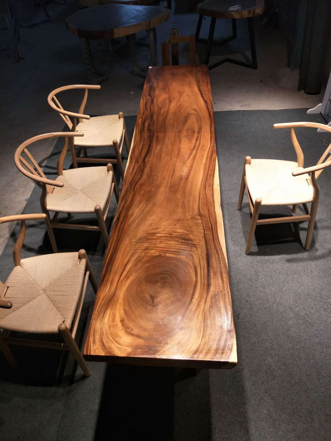 胡桃木烘干实木大板雨豆木个性餐桌咖啡桌餐厅实木家具简约现代