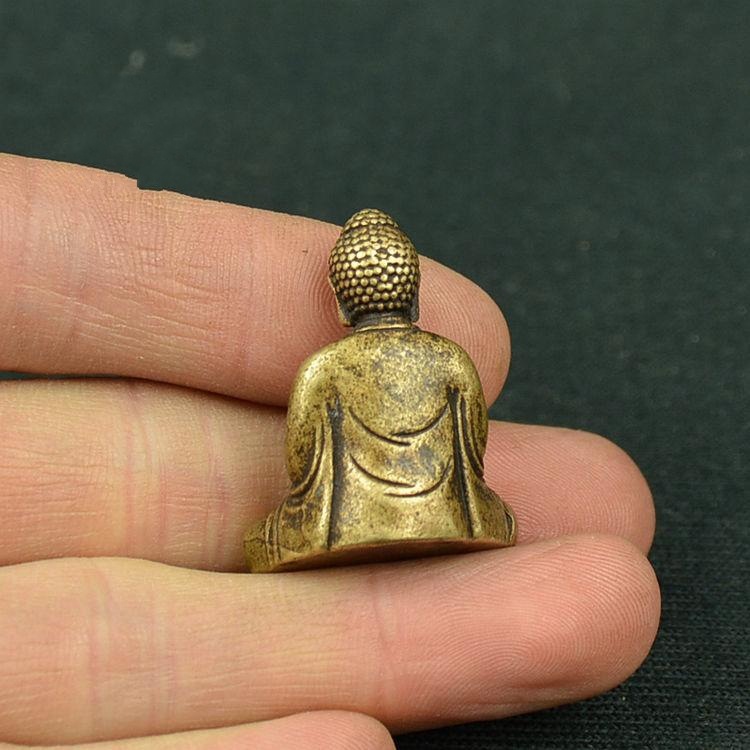 迷你口袋佛实心黄铜释迦摩尼佛祖小摆件古玩铜佛微雕仿古佛像铜佛