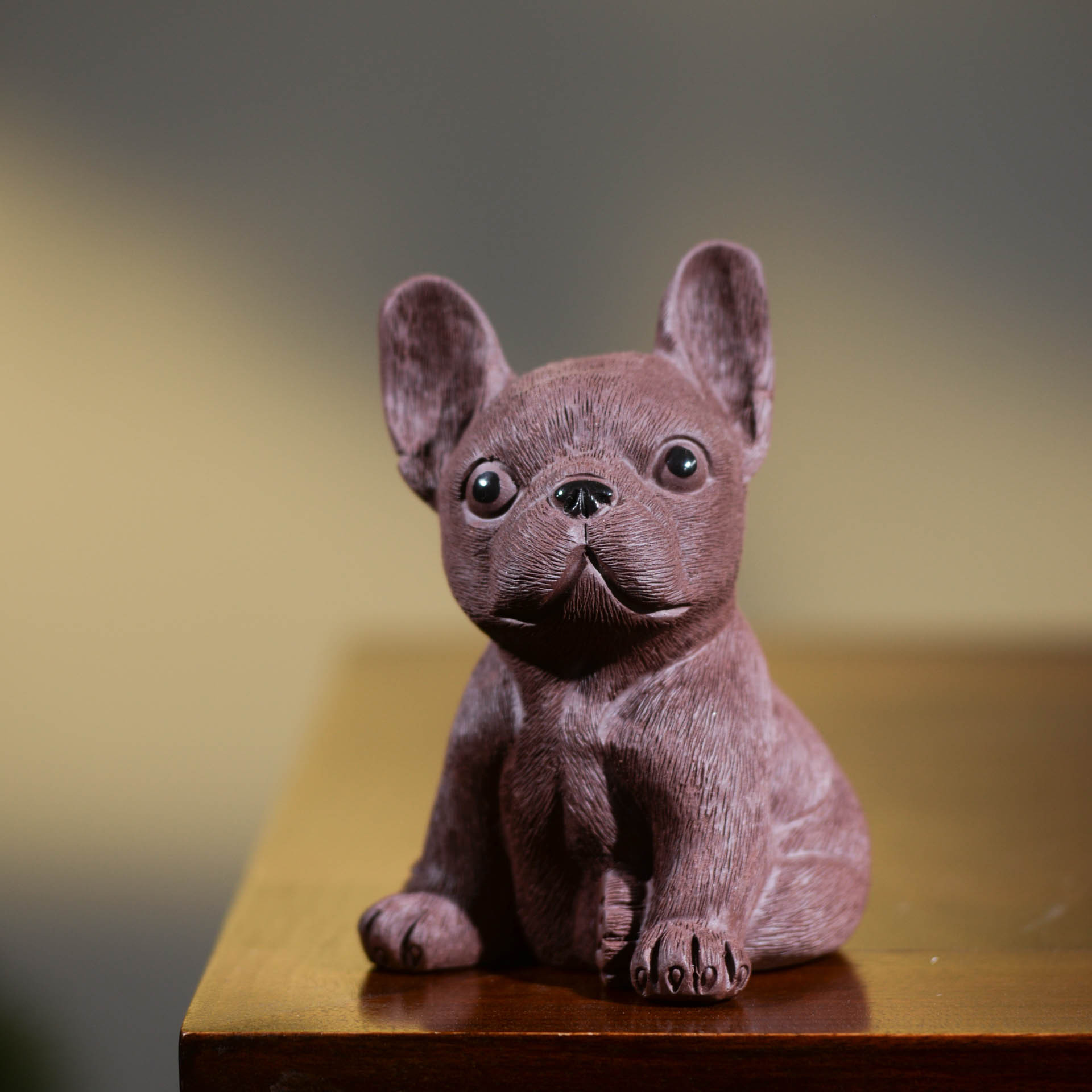 宜兴紫砂茶宠狗拉毛斗牛犬精品雕塑茶具摆件可养茶道工艺品定制