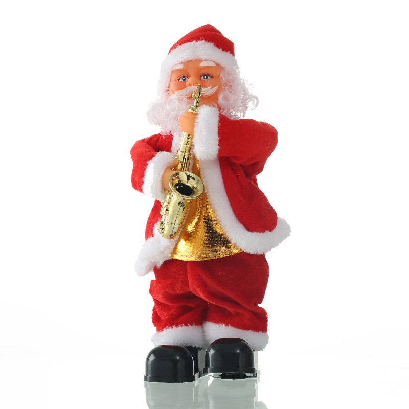 Electric Santa Claus Play the Saxophone Feet Stepping Music Old Man Doll Christmas Decorations Children's Toys