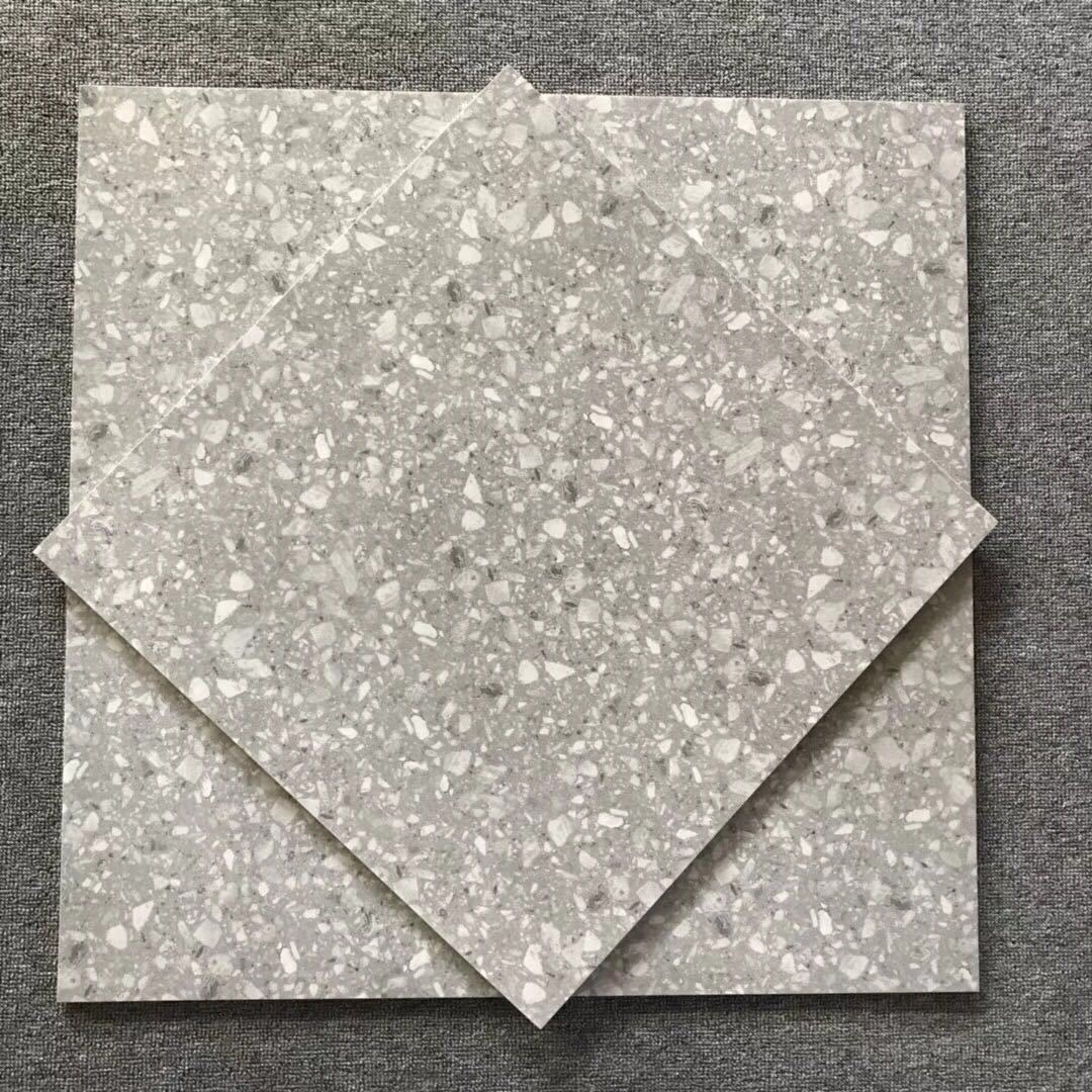 仿水磨石瓷砖600x600商场防滑耐磨地砖厨卫浅灰颗粒仿古砖