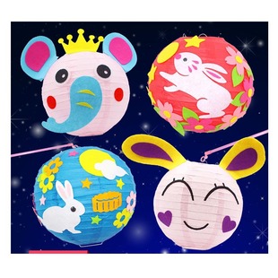 不织布灯笼diy春节挂饰幼儿园儿童手工制作材料包新年粘贴画批发