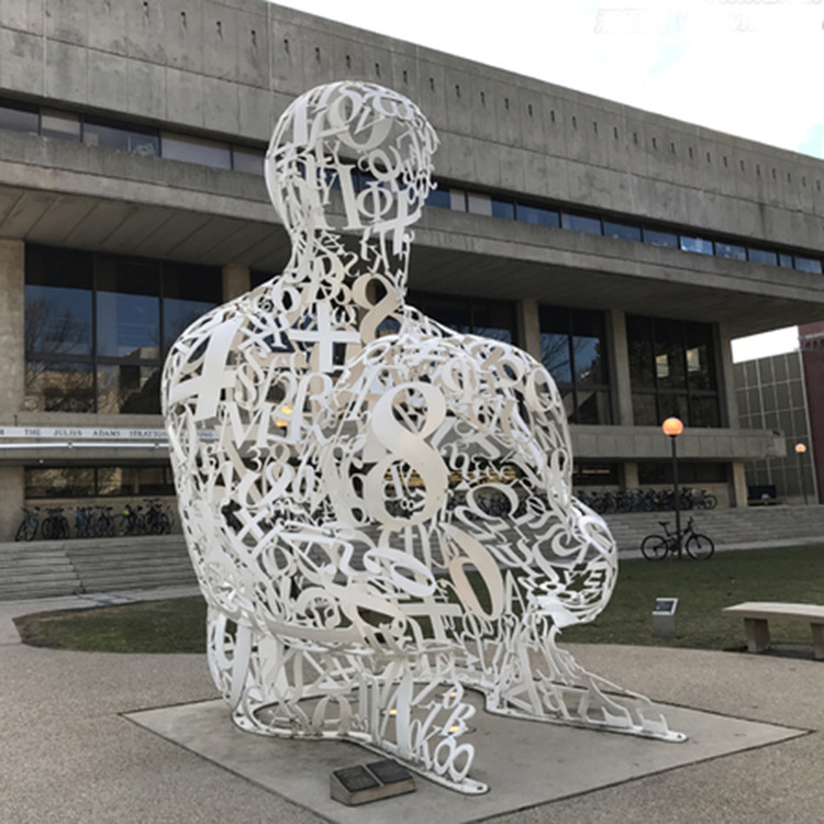 不锈钢字母汉字数字拼接镂空思考人物雕塑商场写字楼广场大门摆件