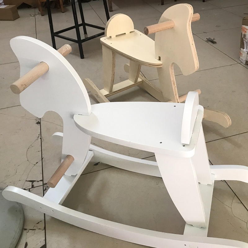 儿童玩具木马拼装摇摇马摇摇车木质白色木马儿童玩具订制加工定做