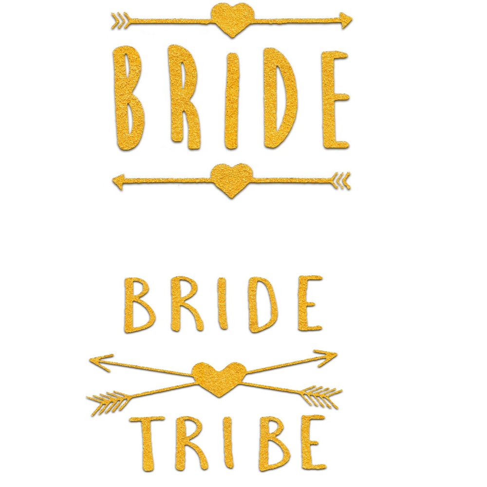 bride纹身贴 防水烫金烫银纹身贴纸 bride tribe单身派对纹身贴