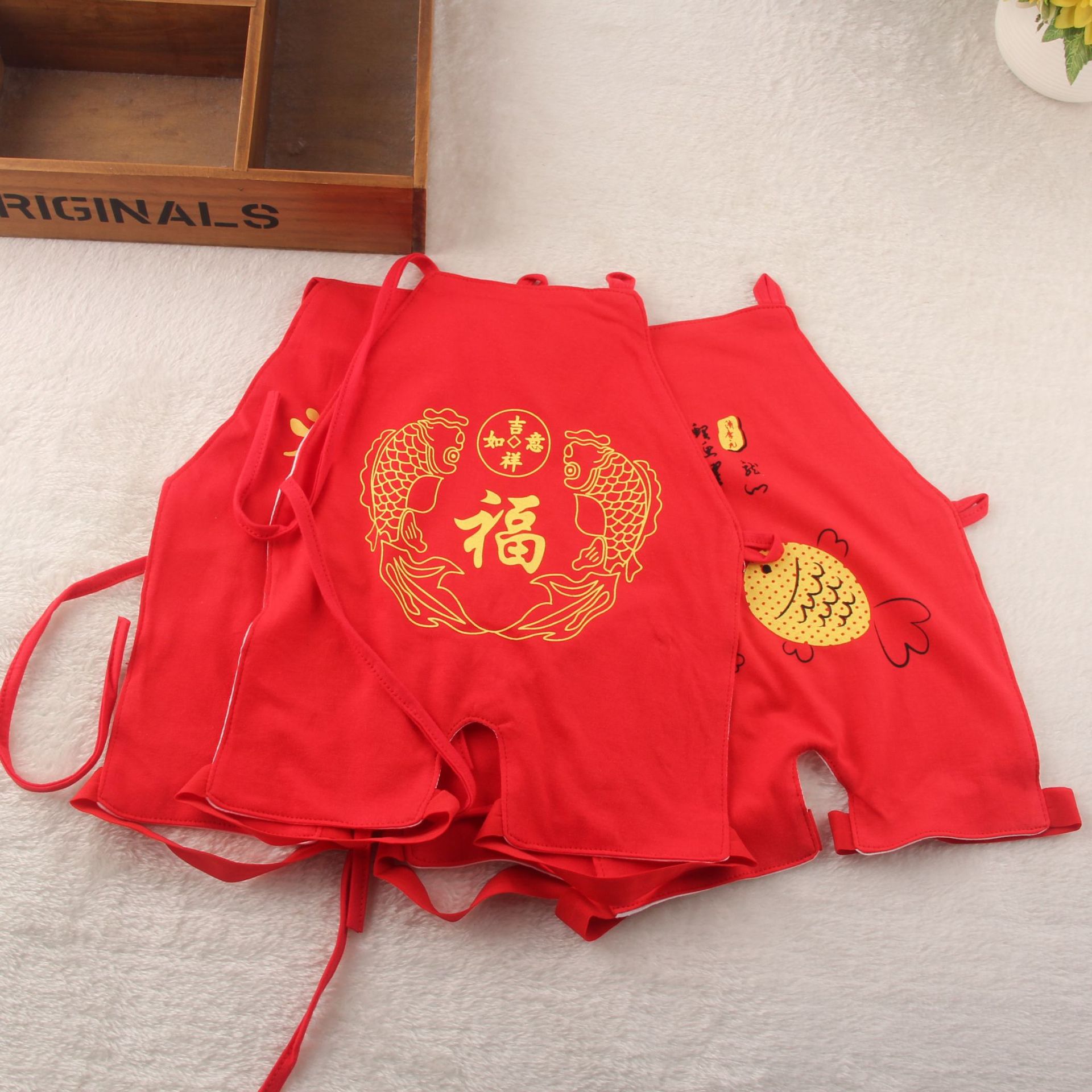 新款大红肚兜纯棉新生儿连腿肚兜初生婴儿宝宝用品婴儿夏季肚围