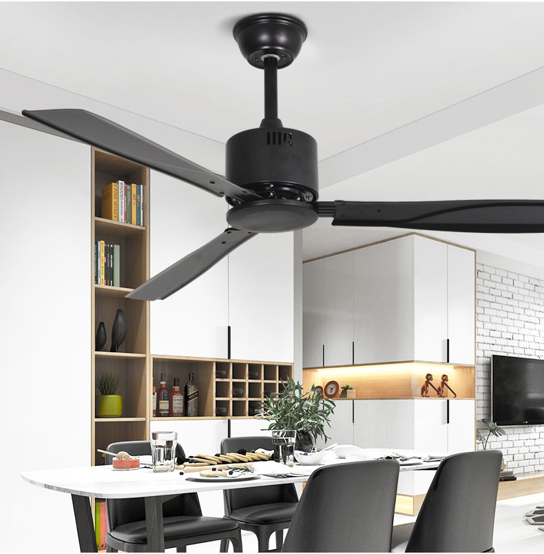 商铺黑色吊扇餐厅家用电风扇现代简约工业客厅吊扇商用铁叶吊扇