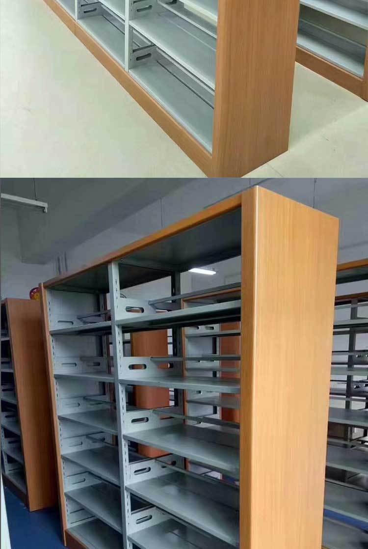 钢制书架学校图书馆单面双面木护板书架阅览室书店书架档案资料架
