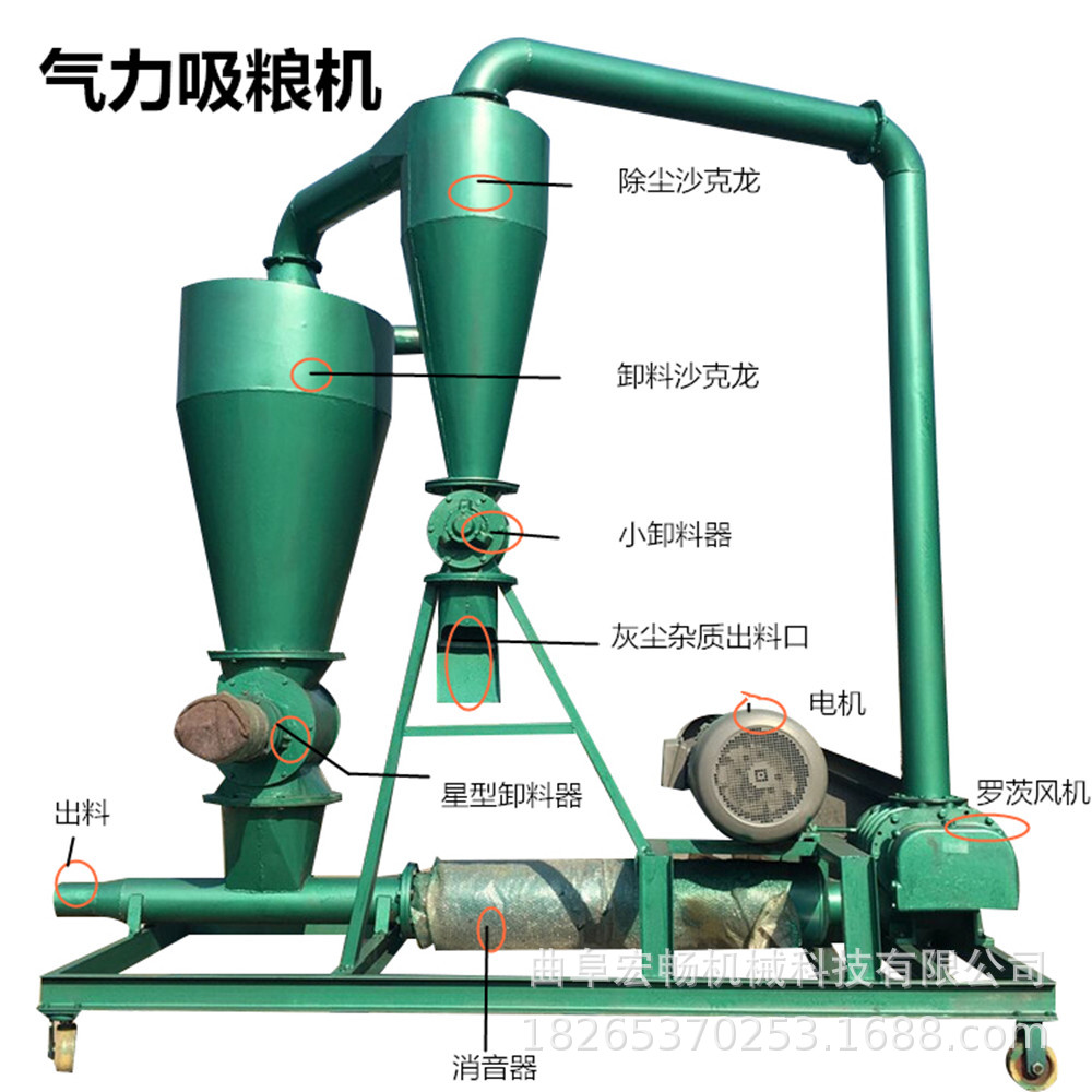 脉冲式气力吸粮机 真空软管饲料颗粒气力输送机沙克龙气力吸粮机