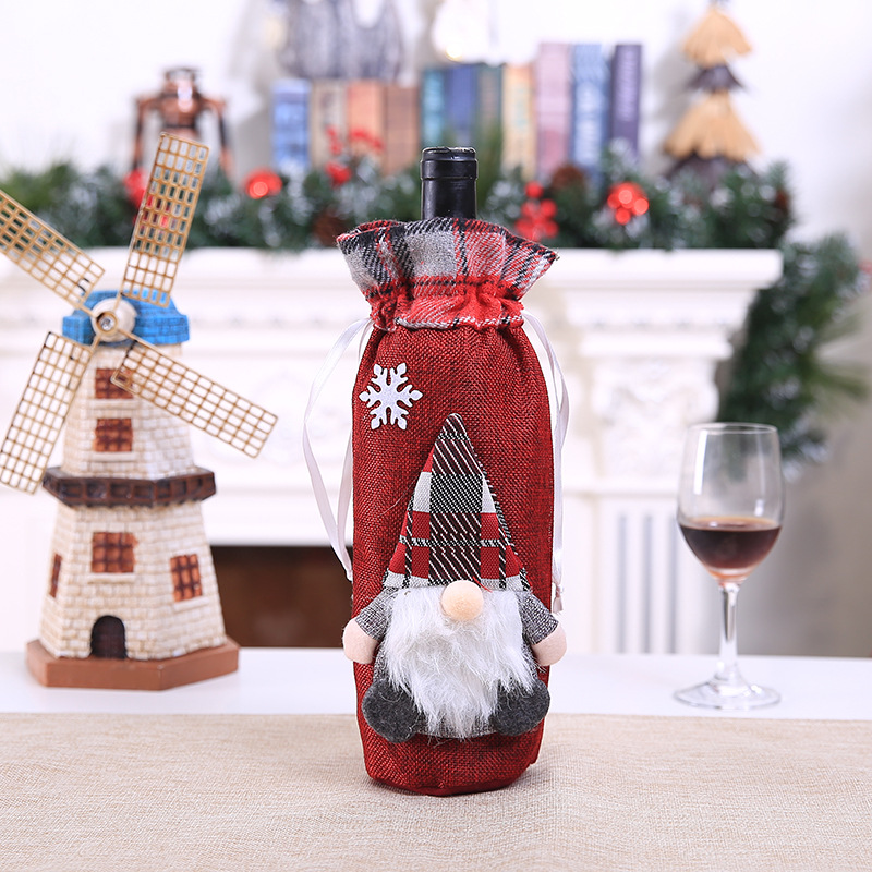 Christmas Holiday Decoration Supplies Forest Man Doll Wine Gift Box Champagne Bottle Cover Bar Restaurant Decoration Layout