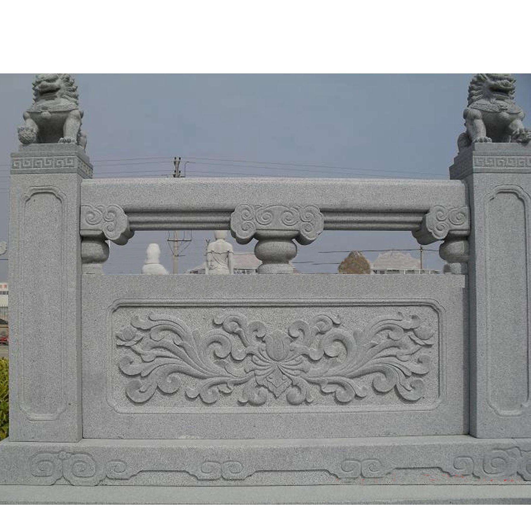 寺庙风景区石雕刻石材栏杆图片 公园浮雕石栏杆 花岗岩护栏板价格
