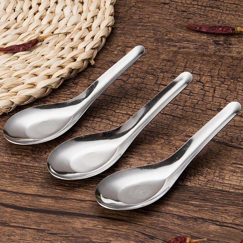 Canteen Student Chinese Stainless Steel Spoon Flat-Bottom Spoon Household Non-Magnetic Stainless Steel Children's Spoon Eating Spoon