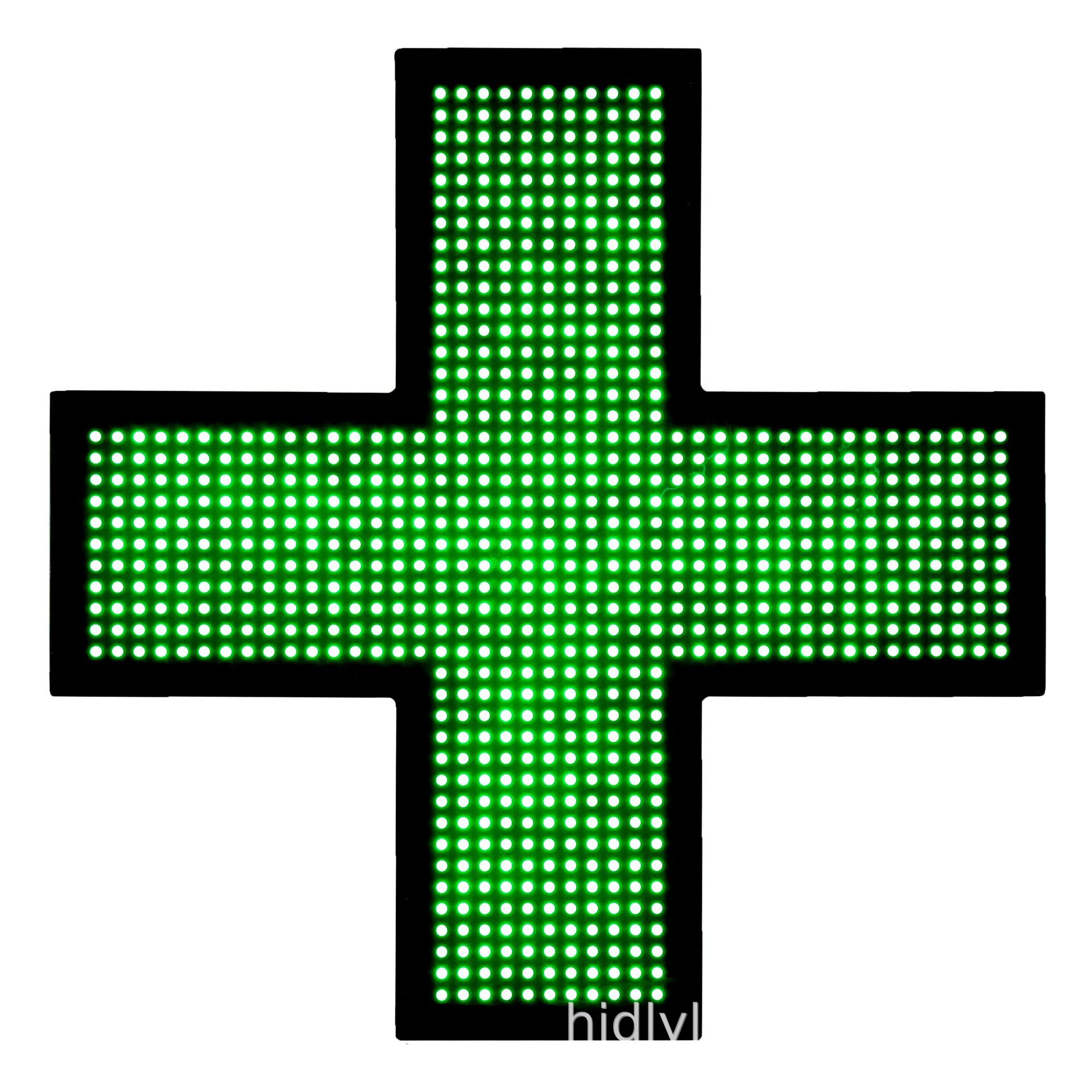 订做药店专用绿色高亮室内led十字屏十字架亚克力灯箱 80x80cm