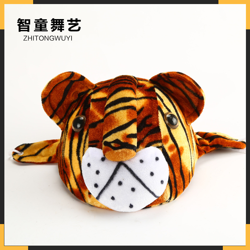 儿童豹子袋鼠狐狸刺猬企鹅麋鹿小鹿狼树懒小熊犀牛小猫演出服帽子