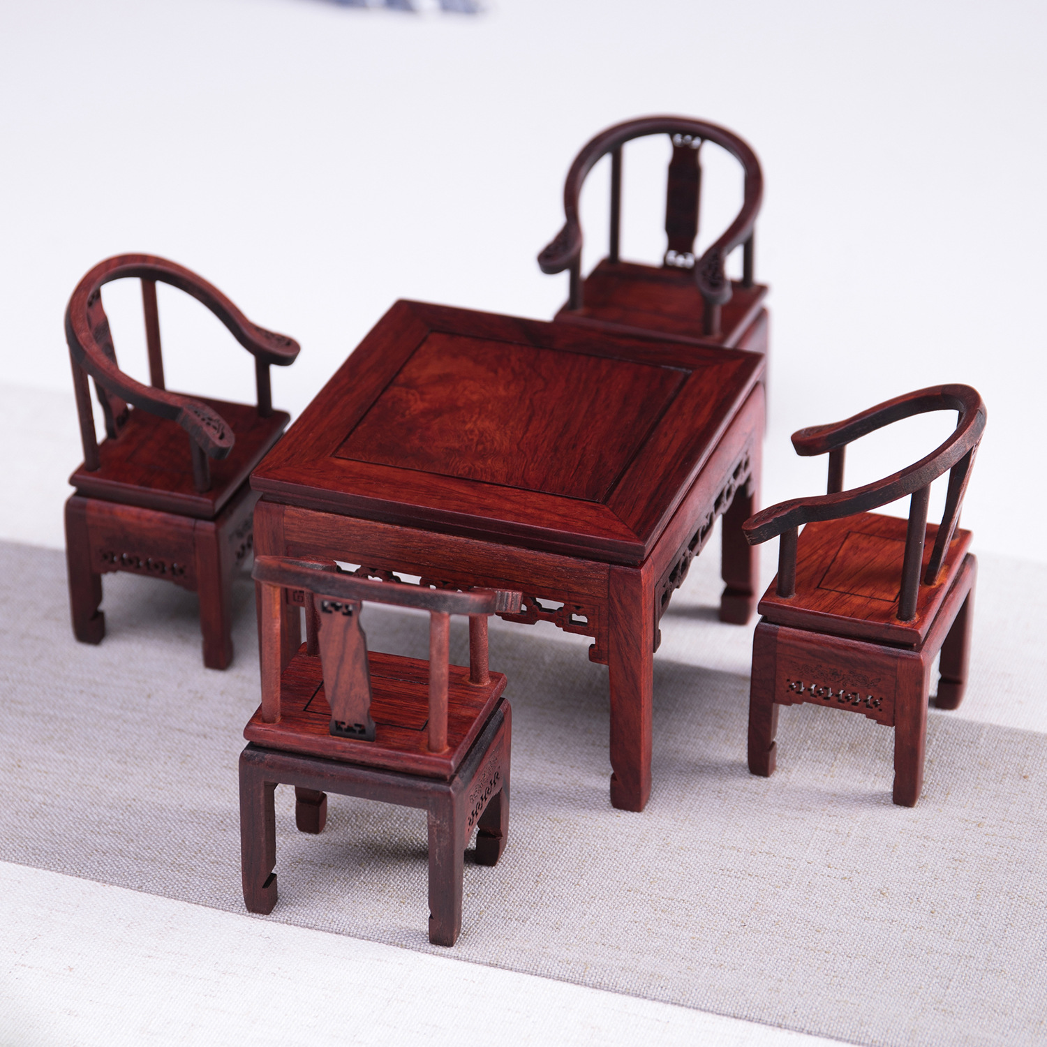 红木工艺品微型小家具模型仿古明清微缩屏风摆件酸枝木家私场景