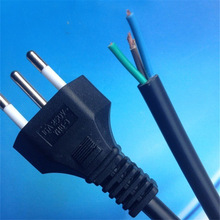 厂家批发巴西插头  三芯电源线插头 三只圆针电缆延长线 量大从优